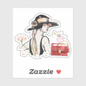 Modieuze vrouw,  mode collage sticker (Vel)