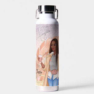 Modieuze vrouw Roze Roze Goud Bruin Haar Waterfles