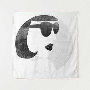 Modieuze vrouw zonnebril illustratie wandkleed