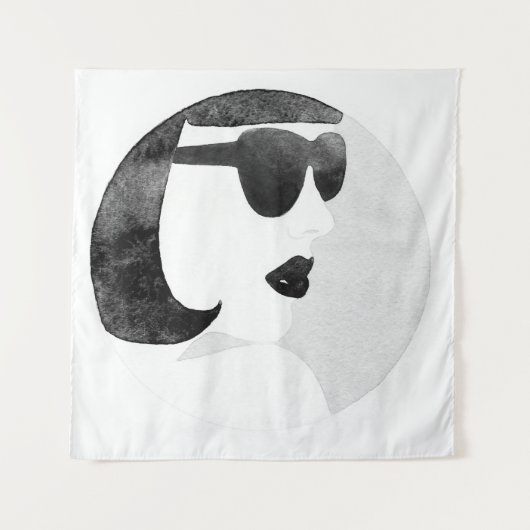 Modieuze vrouw zonnebril illustratie wandkleed (Voorkant)