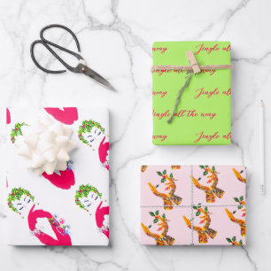 Modieuze vrouwen Jingle All the Way Inpakpapier Vel