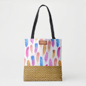 Modieuze Waterverf Feather Rattan Look Tote Bag (Voorkant)