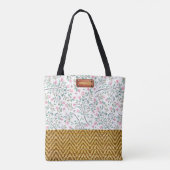Modieuze Waterverf Floral Rattan Look Tote Bag (Achterkant)