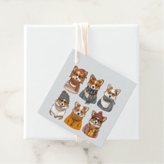 Modieuze Welsh Corgi Honden Bedankjes Labels (In situ)