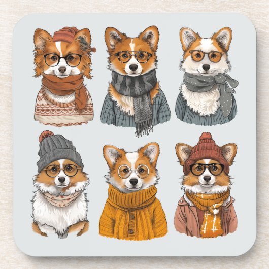 Modieuze Welsh Corgi Honden Bier Onderzetter (Voorkant)