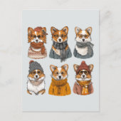 Modieuze Welsh Corgi Honden Briefkaart (Voorkant)