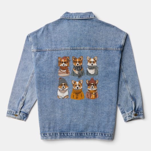 Modieuze Welsh Corgi Honden Denim Jacket (Achterkant)