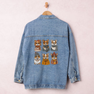 Modieuze Welsh Corgi Honden Denim Jacket