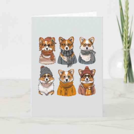 Modieuze Welsh Corgi Honden Kaart (Voorkant)