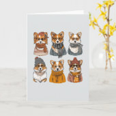 Modieuze Welsh Corgi Honden Kaart (Gele Bloem)
