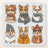 Modieuze Welsh Corgi Honden Kartonnen Onderzetters (Voorkant)
