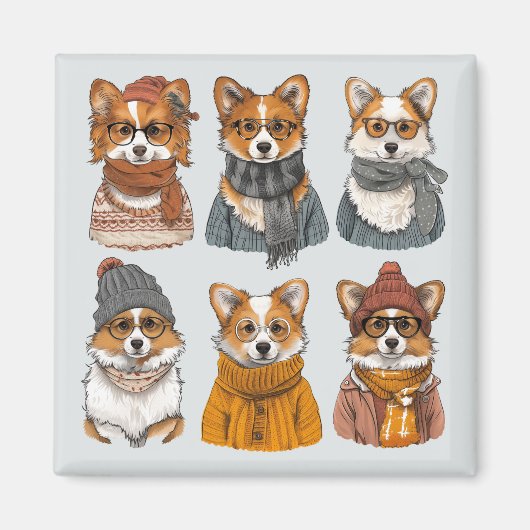 Modieuze Welsh Corgi Honden Magneet (Voorkant)