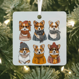 Modieuze Welsh Corgi Honden Metalen Ornament