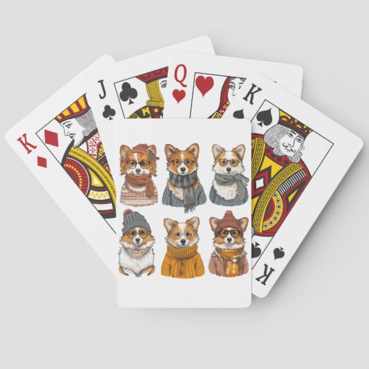 Modieuze Welsh Corgi Honden Pokerkaarten (Achterkant)