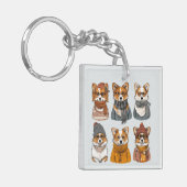 Modieuze Welsh Corgi Honden Sleutelhanger (Voorkant Links)