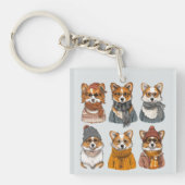Modieuze Welsh Corgi Honden Sleutelhanger (Voorkant)