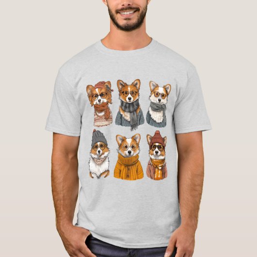 Modieuze Welsh Corgi Honden T-shirt (Voorkant)
