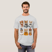 Modieuze Welsh Corgi Honden T-shirt (Voorkant volledig)