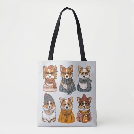 Modieuze Welsh Corgi Honden Tote Bag (Voorkant)