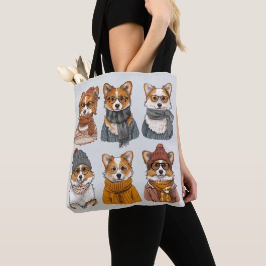 Modieuze Welsh Corgi Honden Tote Bag (Dichtbij)