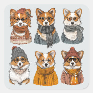 Modieuze Welsh Corgi Honden Vierkante Sticker
