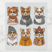 Modieuze Welsh Corgi Honden Wijn Etiket (Enkel label)