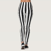 Modieuze zwart-wit verticale strepen leggings (Achterkant)