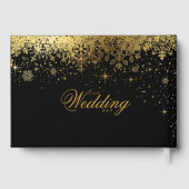 Modieuze Zwarte en Gouden Sneeuwvlokken Gastenboek (Achterkant)