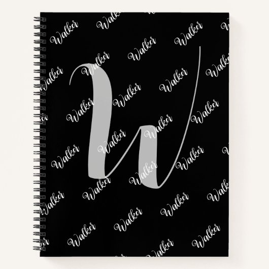 Modieuze Zwarte Kleur - Initiële Naam Monogram Notitieboek (Voorkant)