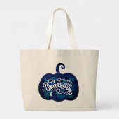 modificeerbare tekst over pompoen voor Thanksgivin Grote Tote Bag (Achterkant)