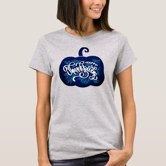 modificeerbare tekst over pompoen voor Thanksgivin T-shirt (Voorkant)