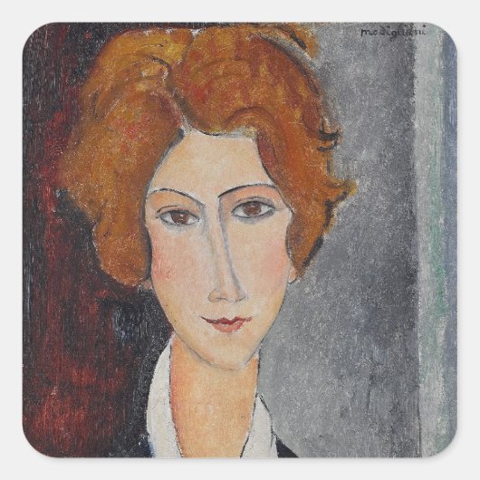 Modigliani Amedeo Portrait Vierkante Sticker (Voorkant)