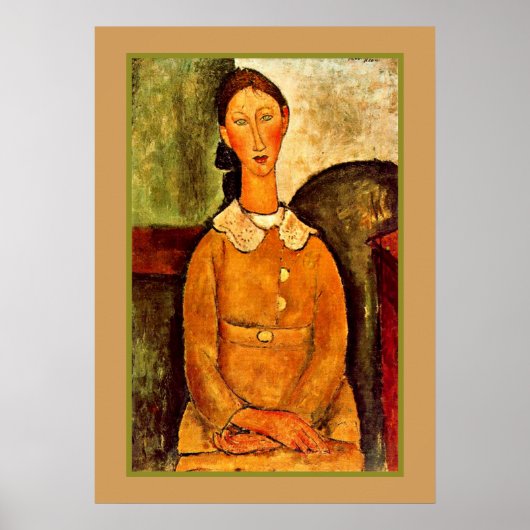 Modigliani - Een meisje met een gele jurk Poster (Voorkant)