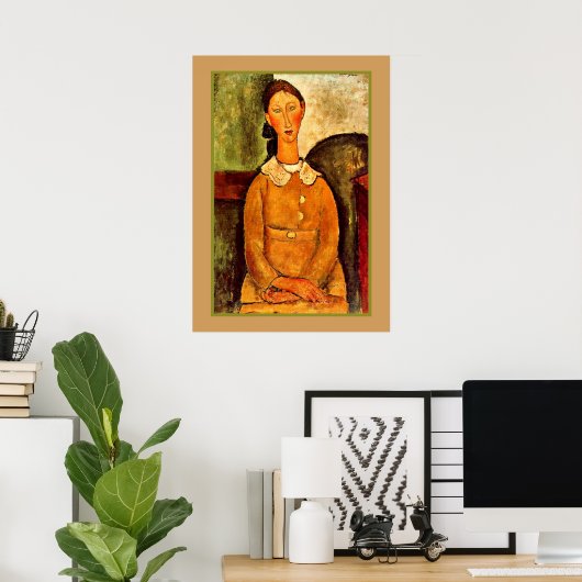 Modigliani - Een meisje met een gele jurk Poster (Thuiskantoor)