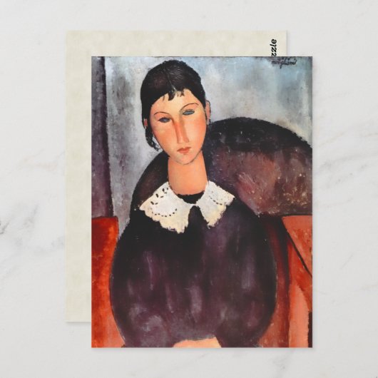 Modigliani Elvira met witte kraag Briefkaart (Voorkant / Achterkant)