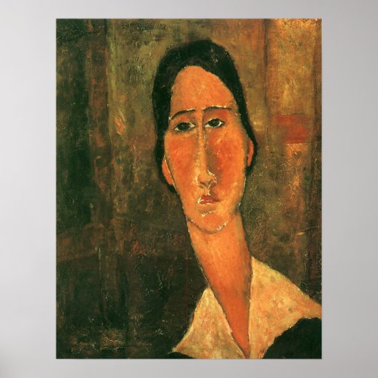 Modigliani - Jeanne H Buterne met een witte kraag Poster (Voorkant)