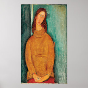 Modigliani - Jeanne Hebuterne in een gele trui Poster