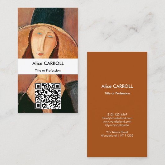 Modigliani - Jeanne Hebuterne Large Pet - QR Code Visitekaartje (Voorkant / Achterkant)