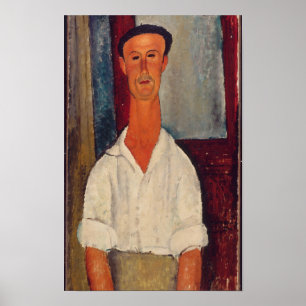 Modigliani Man in wit Shirt Moderne kunst Print