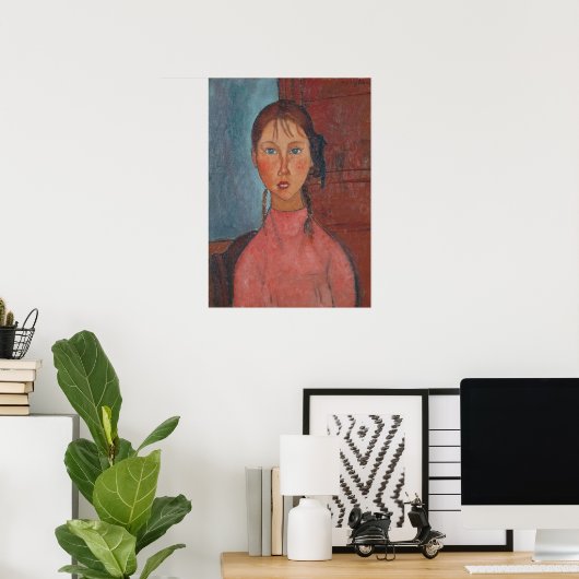 Modigliani Meisje met Vlechten Moderne Kunst Print (Thuiskantoor)