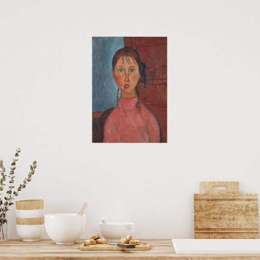 Modigliani Meisje met Vlechten Moderne Kunst Print (Keuken)