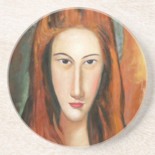 Modigliani - Portrait Jeanne Hebuterneba Onderzett Zandsteen Onderzetter
