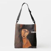 Modigliani - Portret van Jeanne Hebuterne w/Pet Crossbody Tas (Achterkant)