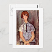 Modigliani portret Young Girl in Striped Blouse Briefkaart (Voorkant / Achterkant)