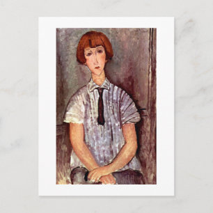 Modigliani portret Young Girl in Striped Blouse Briefkaart
