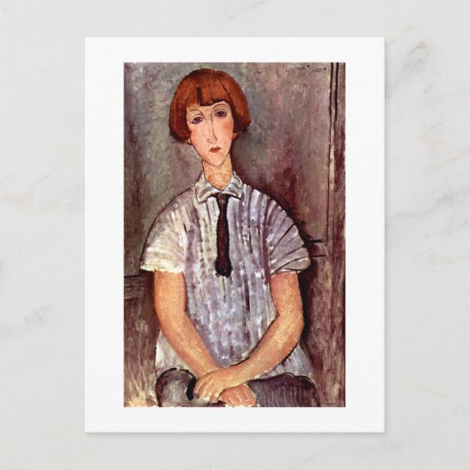 Modigliani portret Young Girl in Striped Blouse Briefkaart (Voorkant)