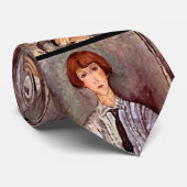 Modigliani portret Young Girl in Striped Blouse Stropdas (Opgerold)