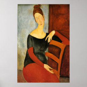 Modigliani Vrouw in Rode Stoel Print Modernist