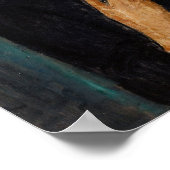 Modigliani Vrouw in Zwart met Blauwe Kunst Print (Hoek)