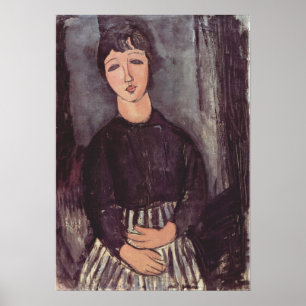 Modigliani vrouw in zwarte moderne kunst Print